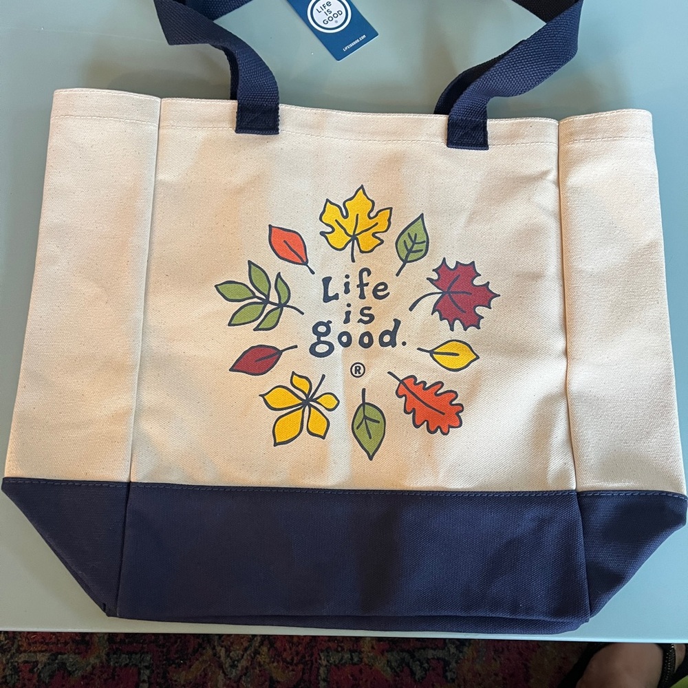 Life Is Good Canvas Fall-themed Leaf Tote